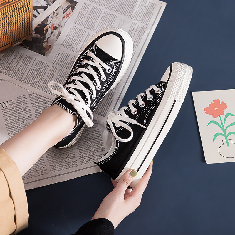 New Spring Thick-Soled Canvas Shoes Women's Versatile Casual Board Shoes Girls Students Cloth Shoes Vulcanized Women's Shoes