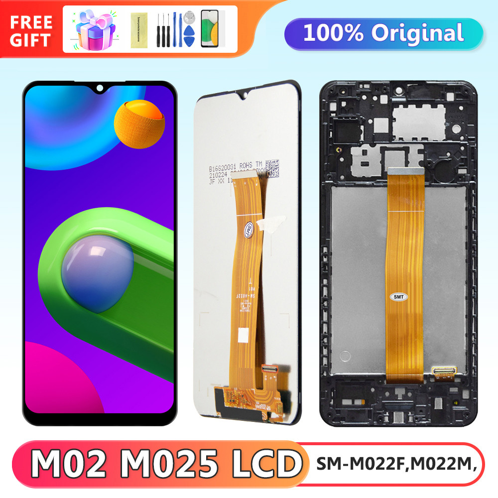 6.5'' Original M02 Display Screen, for Samsung Galaxy M02 M022 M022F Lcd Display + Touch Screen Digitizer Assembly with Frame