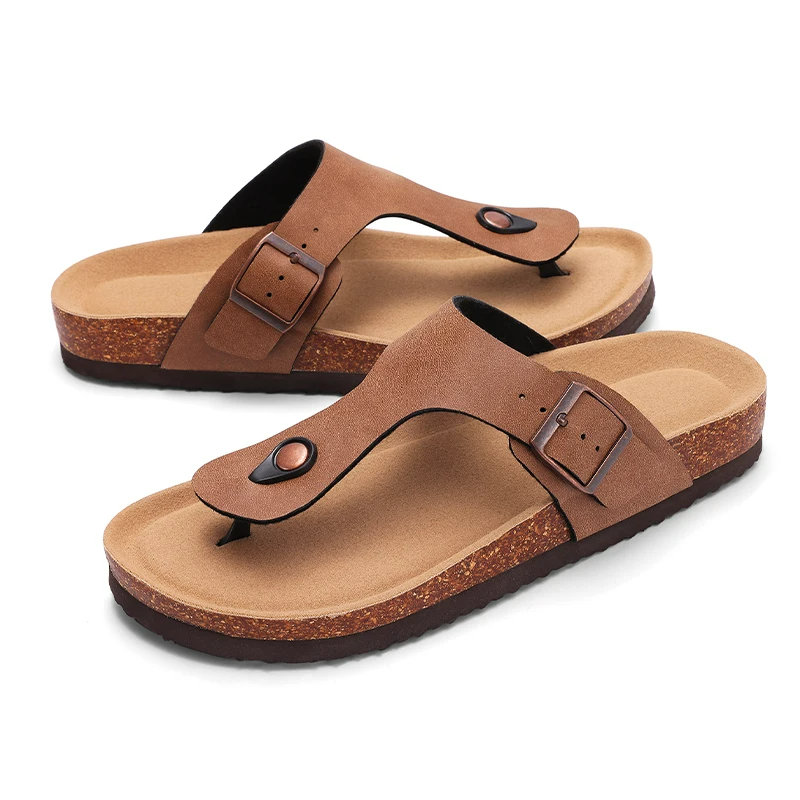 Crestar Cork Suede Mules Slippers For Women Fashion Men Clogs Shoes Classic Cork Antislip Outdoor Slippers With Arch Support