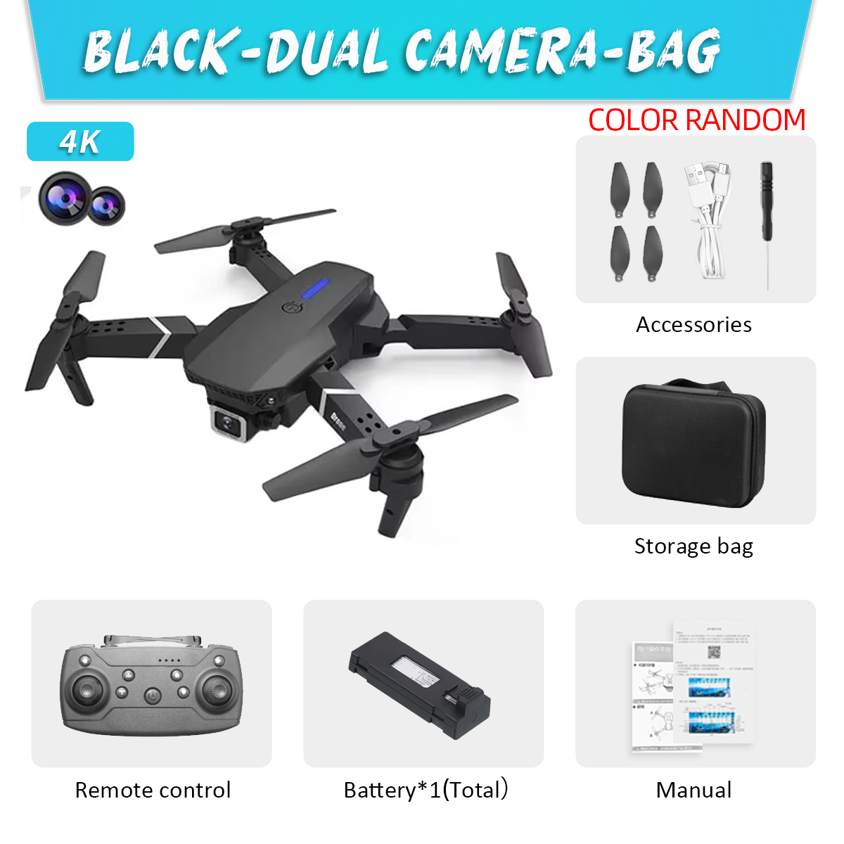 KBDFA 2025 E88 Professional Wide Angle RC Dron HD 4K Camera Mode Foldable Helicopter Aircraft Quadcopter Drone Kid Gift Toys