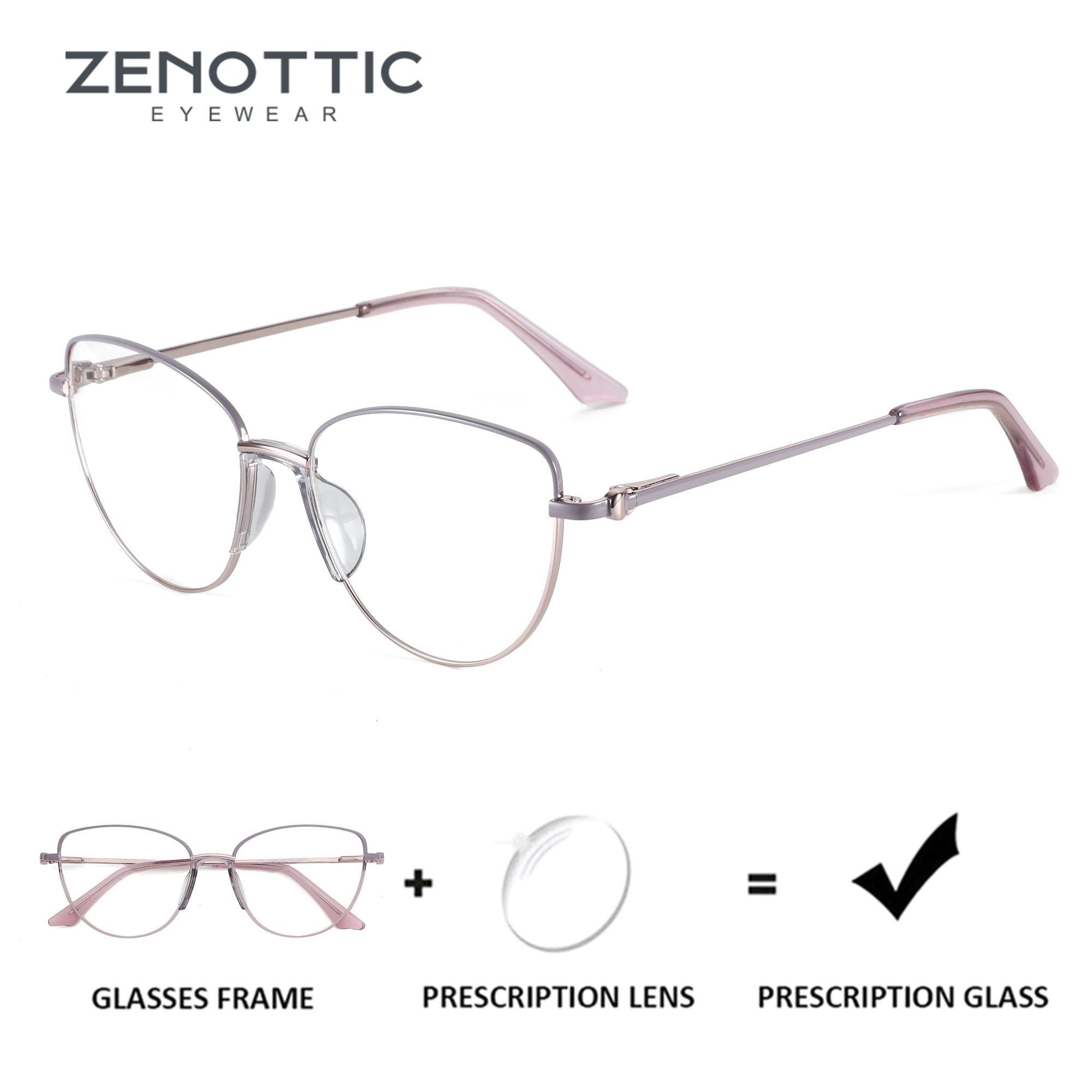 ZENOTTIC Fashion Cateye Prescription Glasses Myopia Eyewear Butterfly Optical Eyeglasses for Women Anti Blue Light/Photochromic