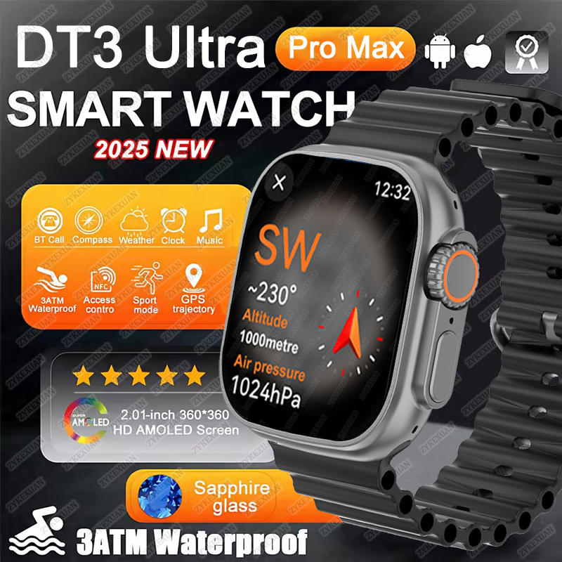 2025 New Original Watch DT Ultra 3 Pro Smart Watch Men Google map NFC GPS Tracker HD BT Call IP68 Waterproof smart watches Women