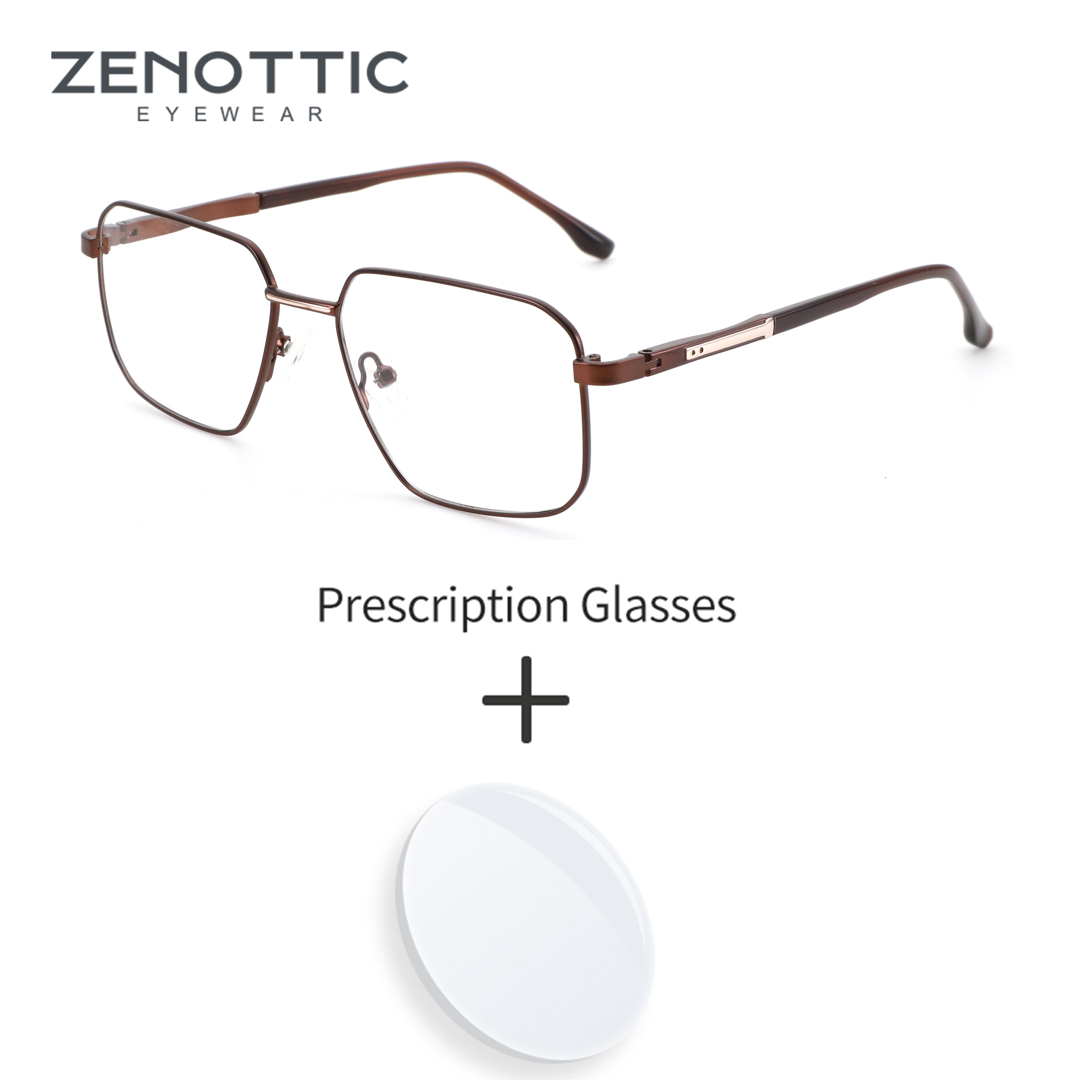 ZENOTTIC (S Size) High-quality Metal&Acetate Prescription Glasses For Men Polygon Anti Blue Light Photochromic Optical Eyewear