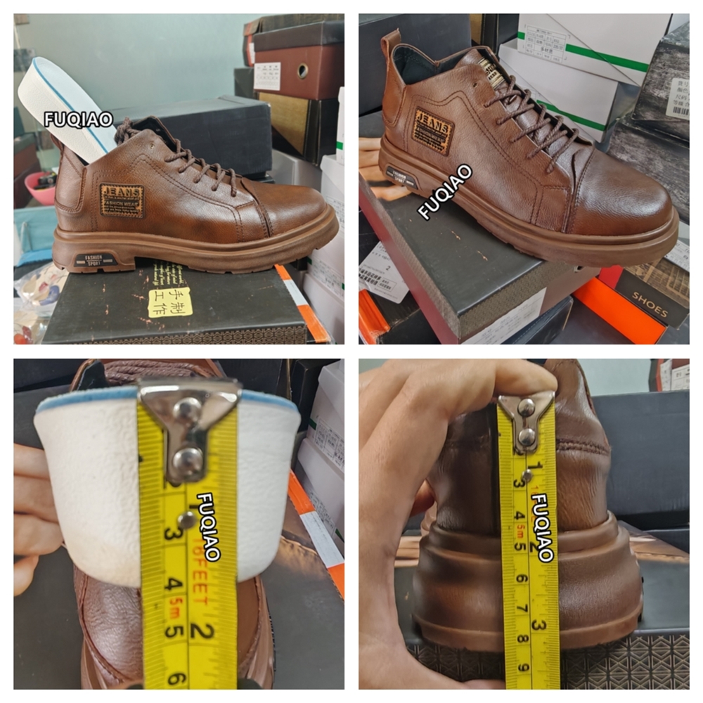 Men Genuine Leather Heightening Shoes Comfort Lace Up Casual Elevator Shoes Commerce Breathable Height Increase Insole 8CM Sport