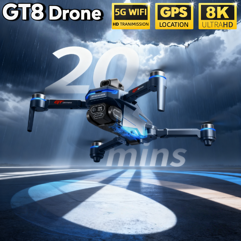HOT For Xiaomi GT8 Drone 4K Professional Dual Camera FPV GPS Brushless Motor Optical Flow Hovering Folding Quadcopter 8K RC Dron