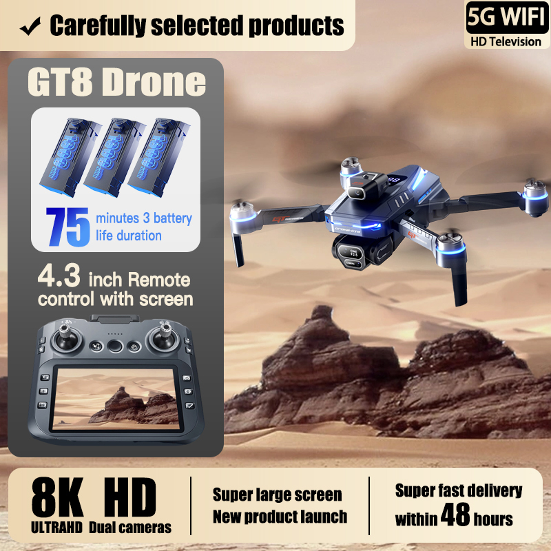 For Xiaomi GT8 Drone 4K Professional 8K Dual Camera GPS Dron Brushless Motor 5G WIFI FPV Foldable RC Quadcopter Helicopter Toys