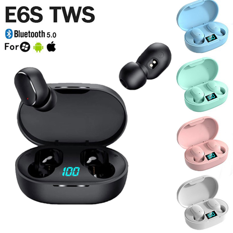 New E6S 9D Bluetooth wireless Headset 5.2 Bluetooth Earphone Earplugs No Delay Auricular TWS Mic With Charging Case for xiaomi