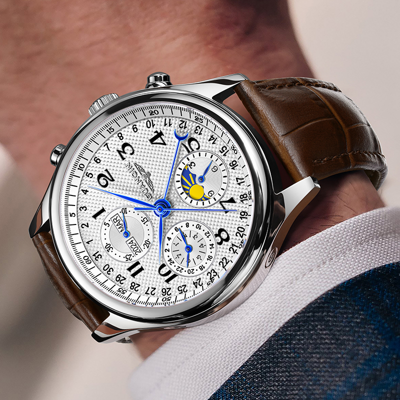 GUANQIN Men's Watches Automatic Mechanical Watches Swiss Quality Business Fashionable Multi-functional Waterproof Wristwatches