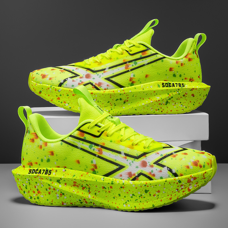 Men's Breathable Road Running Shoes - Shock-Absorbing and Wear-Resistant Soles, Eva Cushioning Pads, Lightweight Low-Top Sneakers with Striped Design, Suitable for Gym, Jogging and Everyday Wear, Styl