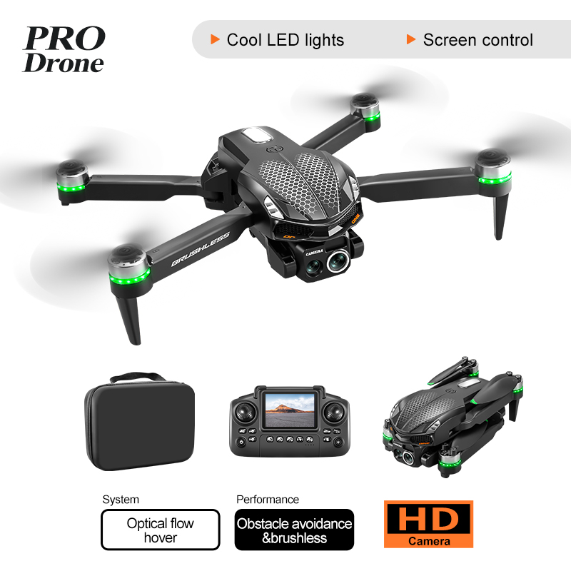 S168 Mini Drone 4K Professional HD Camera with Large Screen 2.4G WIFI FPV Dron Brushless Optical Flow Hover Folding Quadcopter