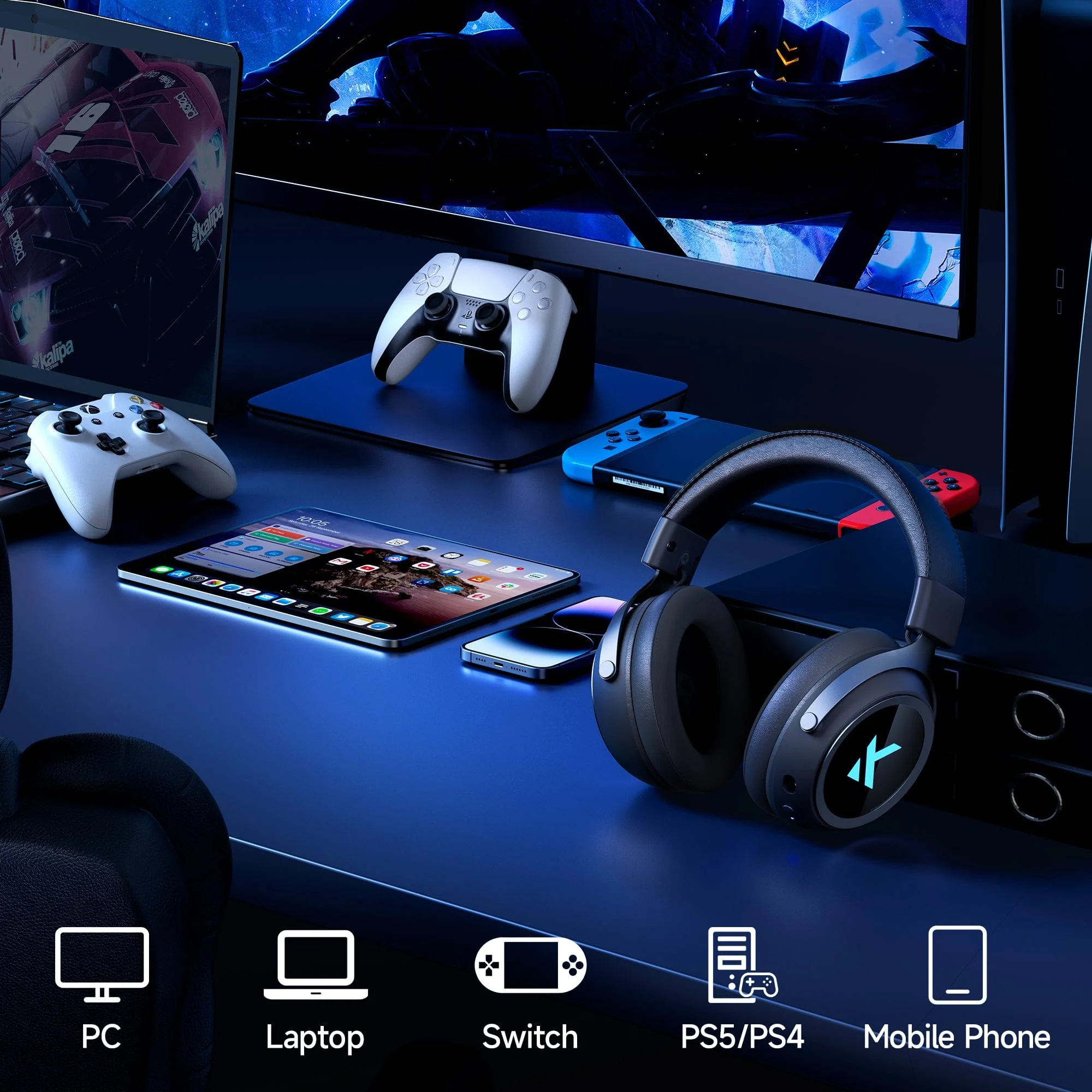 MCHOSE X9 Wireless Gaming Headset 7.1 Surround Sound Noise Canceling Mic Low 15ms Latency FPS Games E-sports Headphones