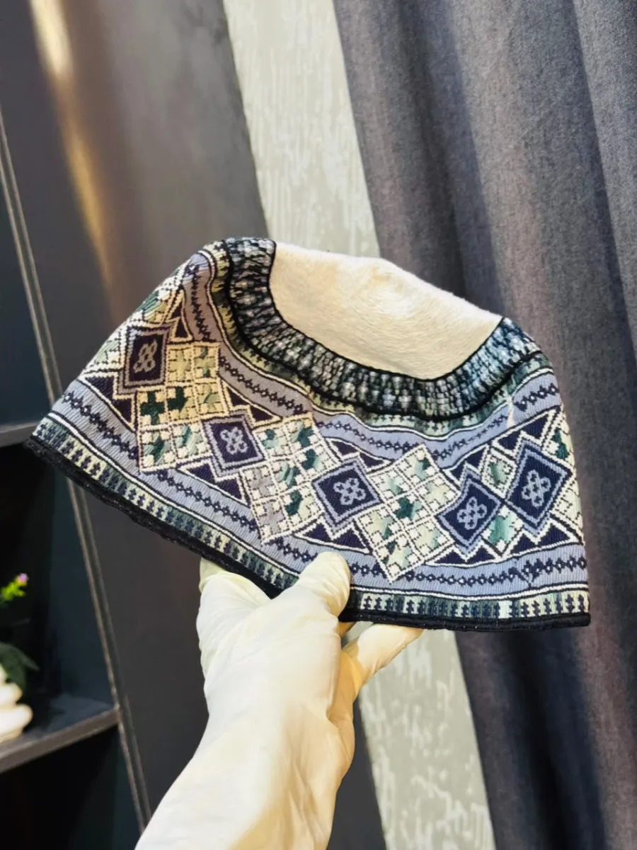 Handwoven Geometric Pattern Cap