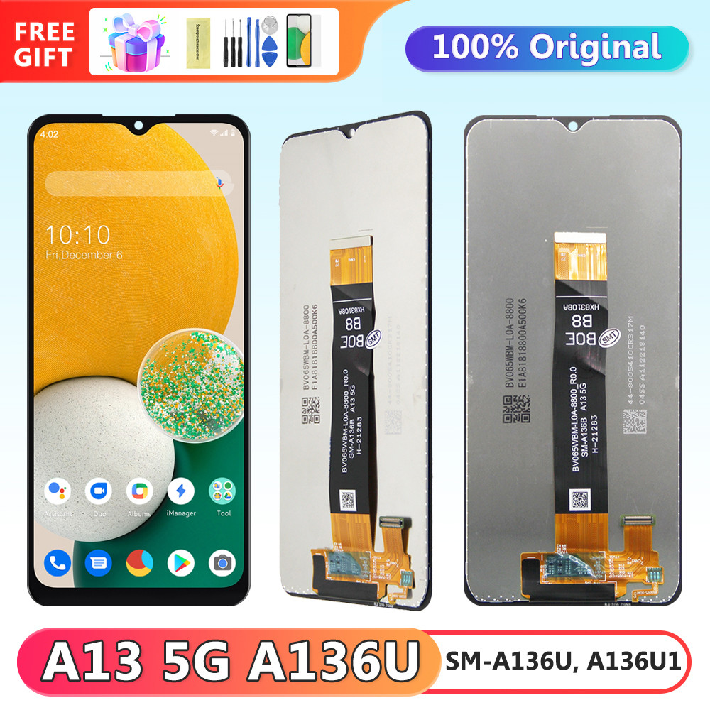 6.5'' A13 5G Original Display Screen for Samsung Galaxy A13 5G A136 A136U Lcd Display Touch Screen Digitizer with Frame Assembly