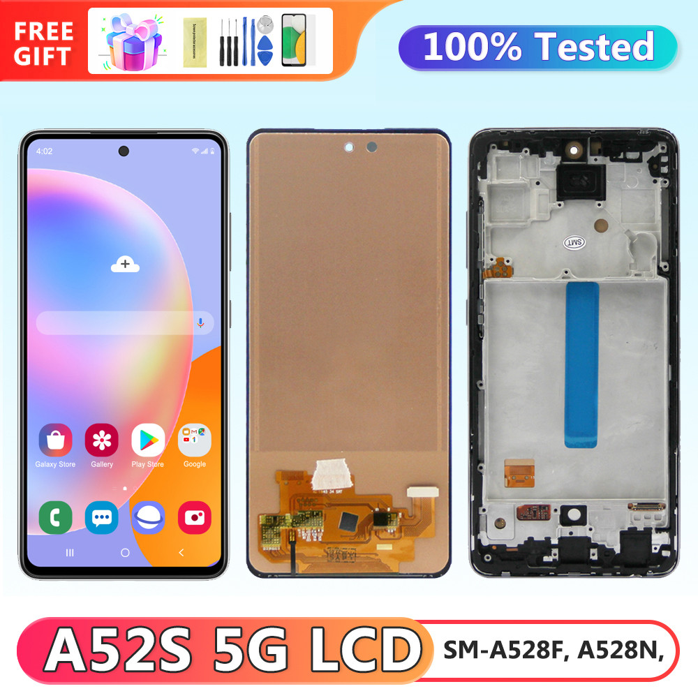 tft Screen for Samsung Galaxy A52s 5G A528 A528B A528N Lcd Display Digital Touch Screen with Frame for Samsung A52s Replacement