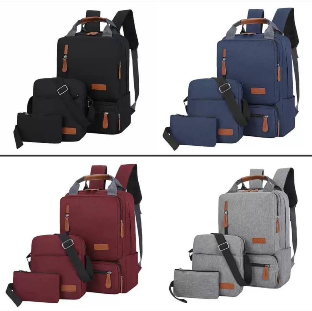 3-in-1 Laptop Backpack Set with Crossbody & Pouch
