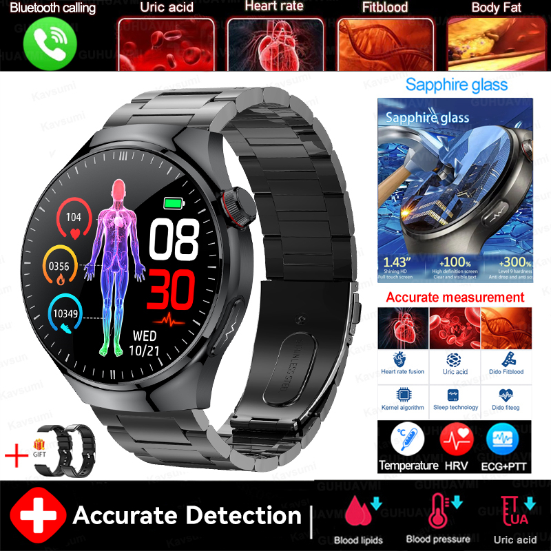 2025 New For XIAOMI Accurate Blood Lipid Uric Acid Smart Watch Men Women ECG+PPG Blood pressure Bluetooth call Health Smartwatch