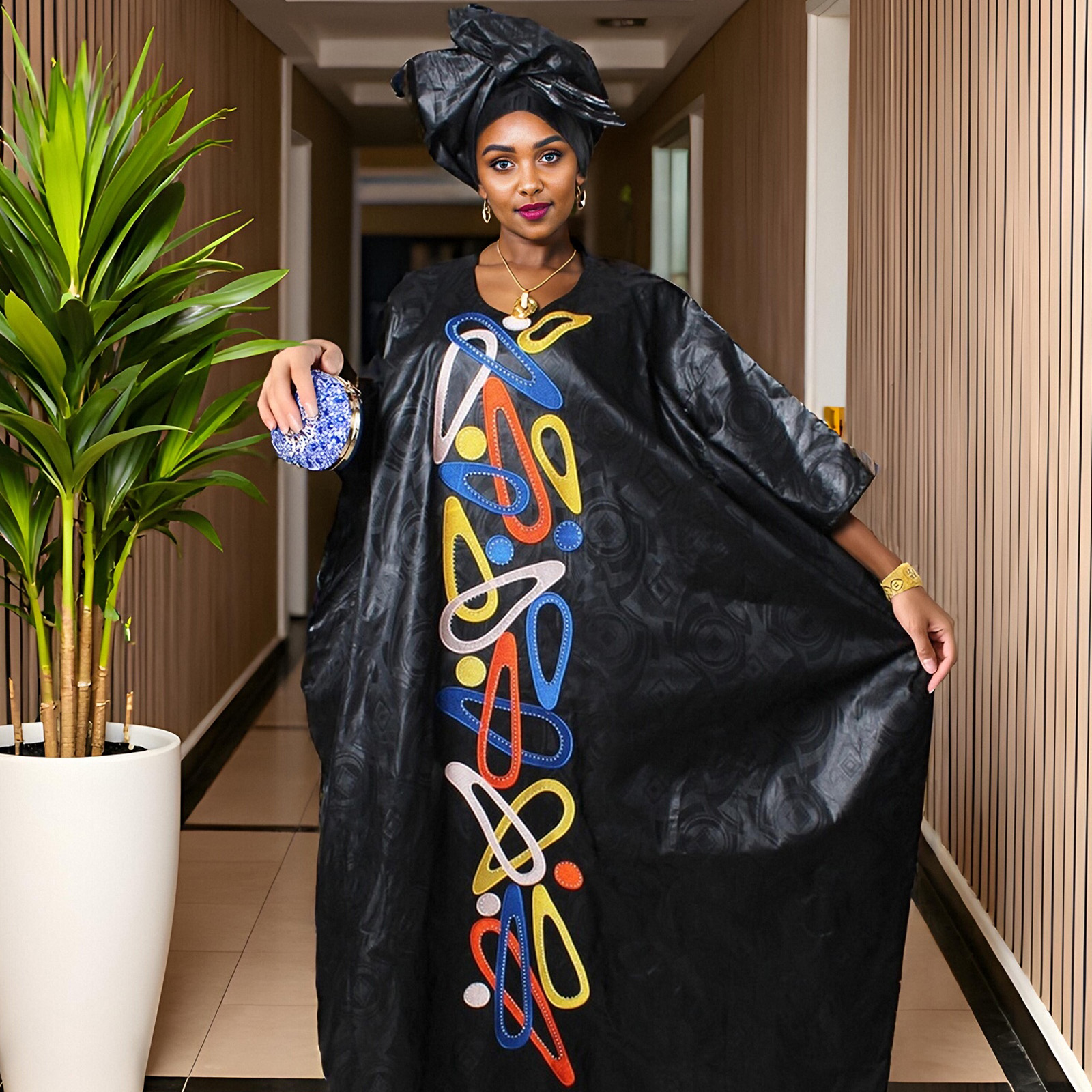 African Attire For Women Abaya Embroidery Plus Size Elegant Party Church Dress