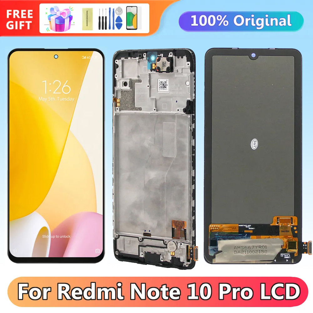 6.67" Screen for Xiaomi Redmi Note 10 Pro Lcd Display Digital Touch Screen with Frame Replacement for Redmi Note 10 Pro M2101K6G