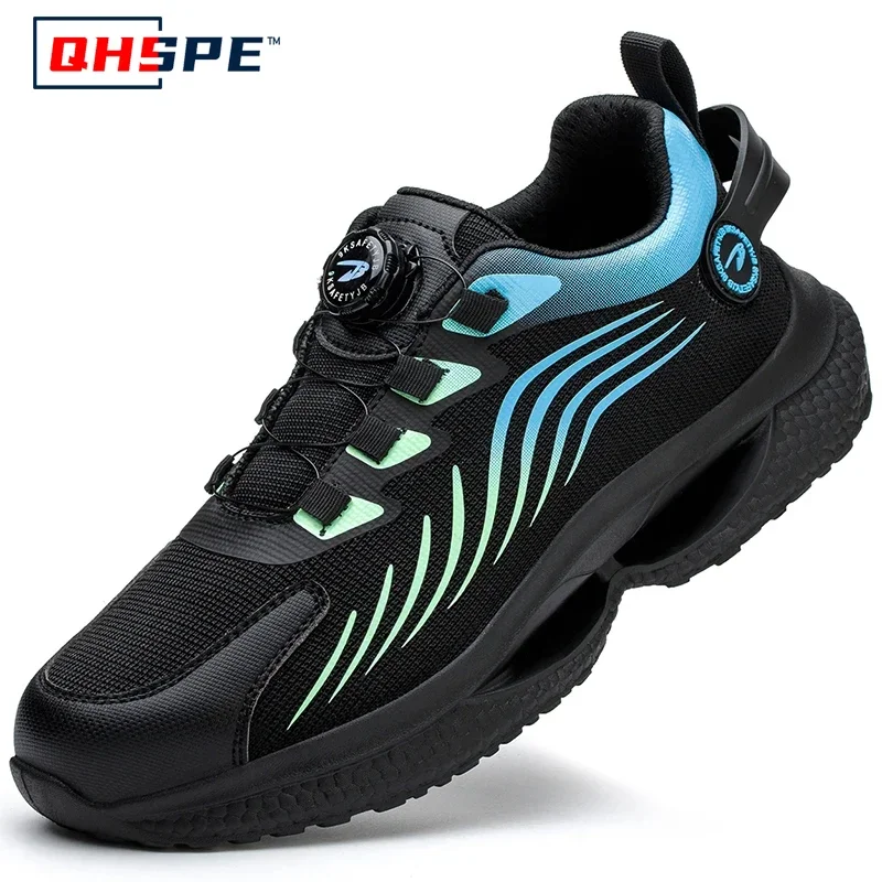 Rotating Button New Safety Shoes Men Anti-smash Anti-puncture Work Shoes Fashion Men Sport Shoes Security Protective Boots Men