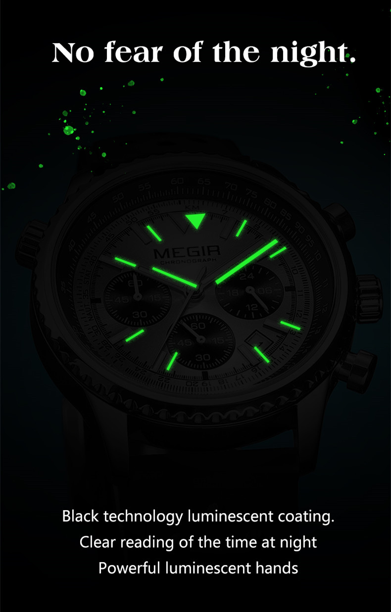 MEGIR Men's Sports Watches Top Brand Luxury Waterproof Silicone Quartz Chronograph Luminous Men Wristwatch Clock Reloj Hombre