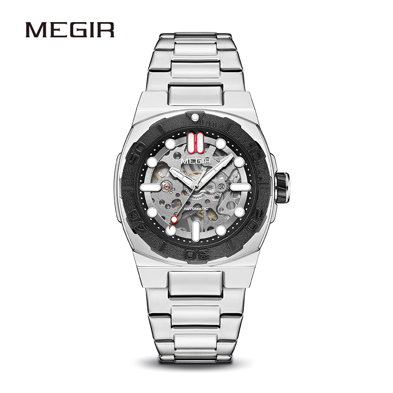 MEGIR Brand New Fashion Automatic Date Quartz Watch for Men Stainless Steel Waterproof Mechanical Mens Watches Relogio Masculino