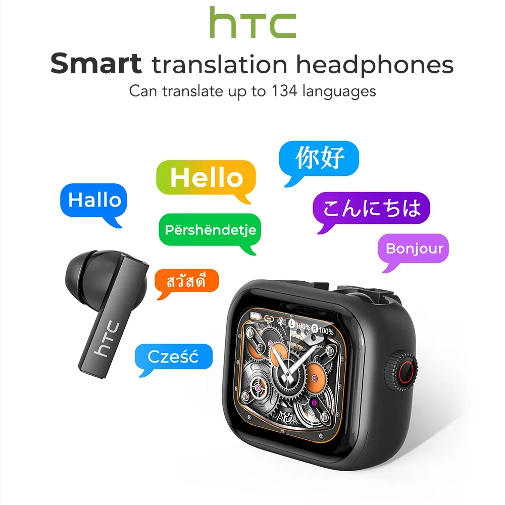 HTC NE40 Earphones Bluetooth V6 TWS Sports AI Translator Earbud Noise Reduction Wireless Headphones With Mic
