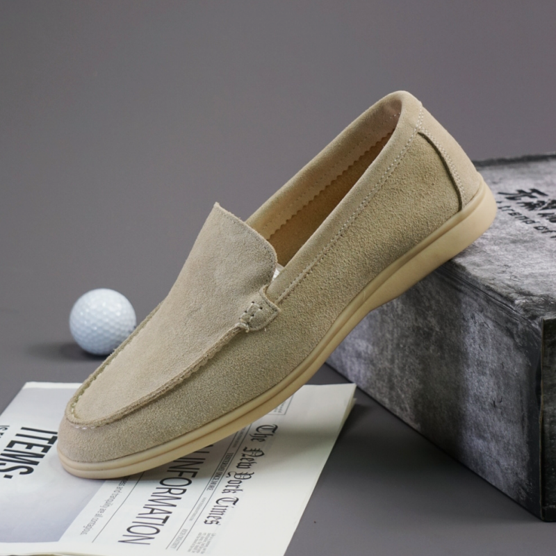 Classic Brand Men's Suede Leather Shoes Soft Soles Comfortable Loafers for Daily Commuting and Men's Driving Work Shoes