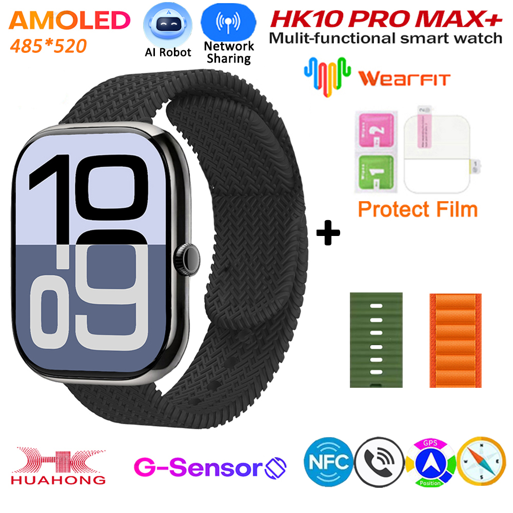 2025 HK10 Pro Max Plus GEN2 SmartWatch Original Series 10 AI ROBOT AMOLED NFC Compass GPS 4GB Local Album Music Network Watch