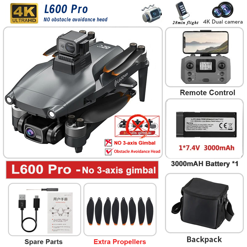 L600 Pro MAX/Pro GPS Drone 4K Professional HD Camera 3-axis gimbal Aerial 5G Wifi Obstacle Avoidance Brushless FPV RC Quadcopter