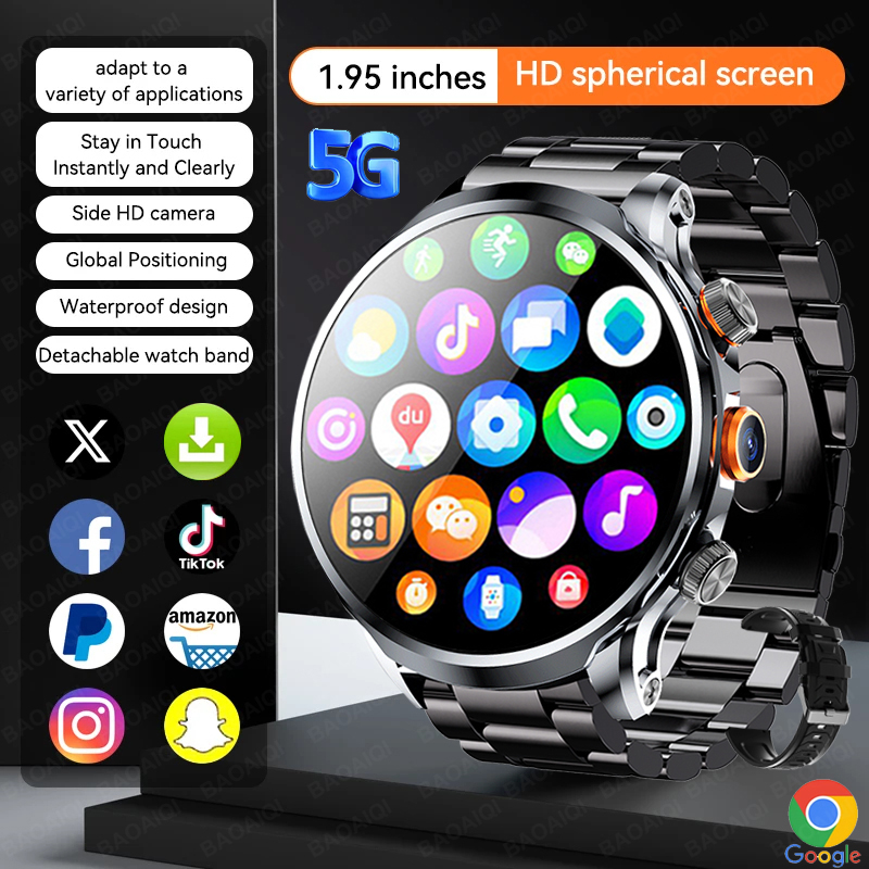 5G/4G Full Netcom Android Smart Watch With SIM Card Camera Video Call AMOLED GPS WIFI Google Play Maps Smartwatch For Men Women