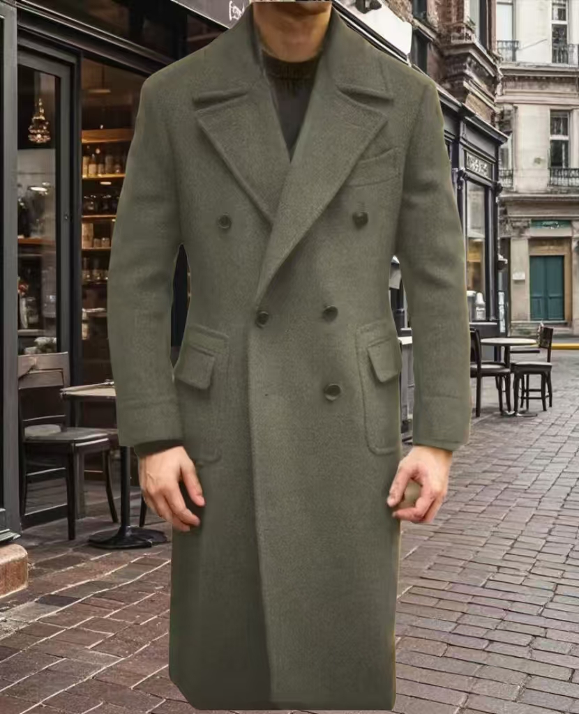 Formal Winter Brown Men Blazer Suits  Double Breasted Winter Warm Overcoat Customized  Business Winter Wear Warm Jacket