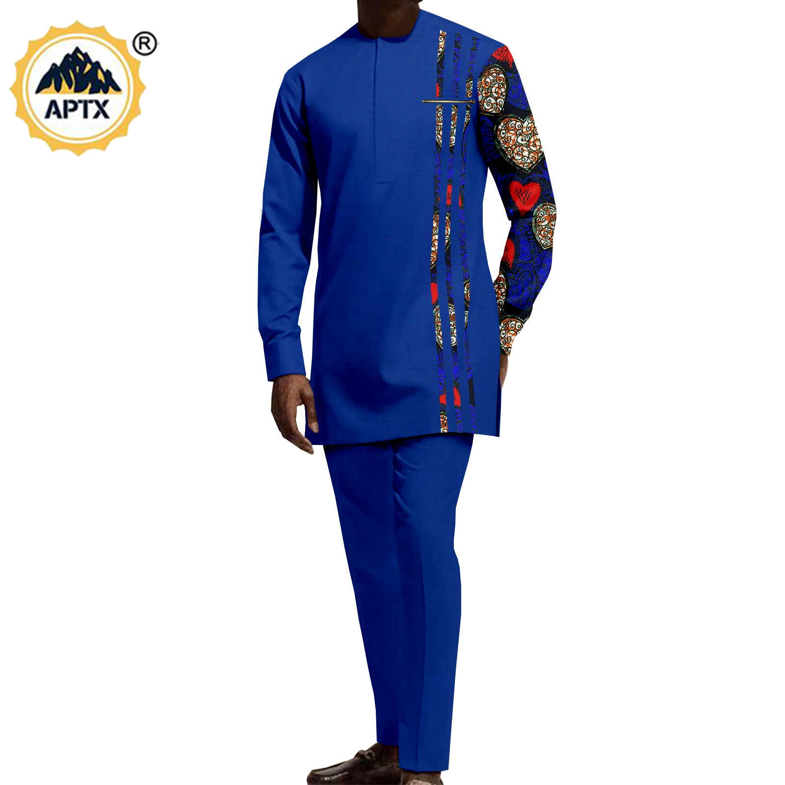 Matching Couple Outfits Men Shirts and Pants Sets Dashiki African Dresses for Women Top and Split Skirts for Wedding Y23C006