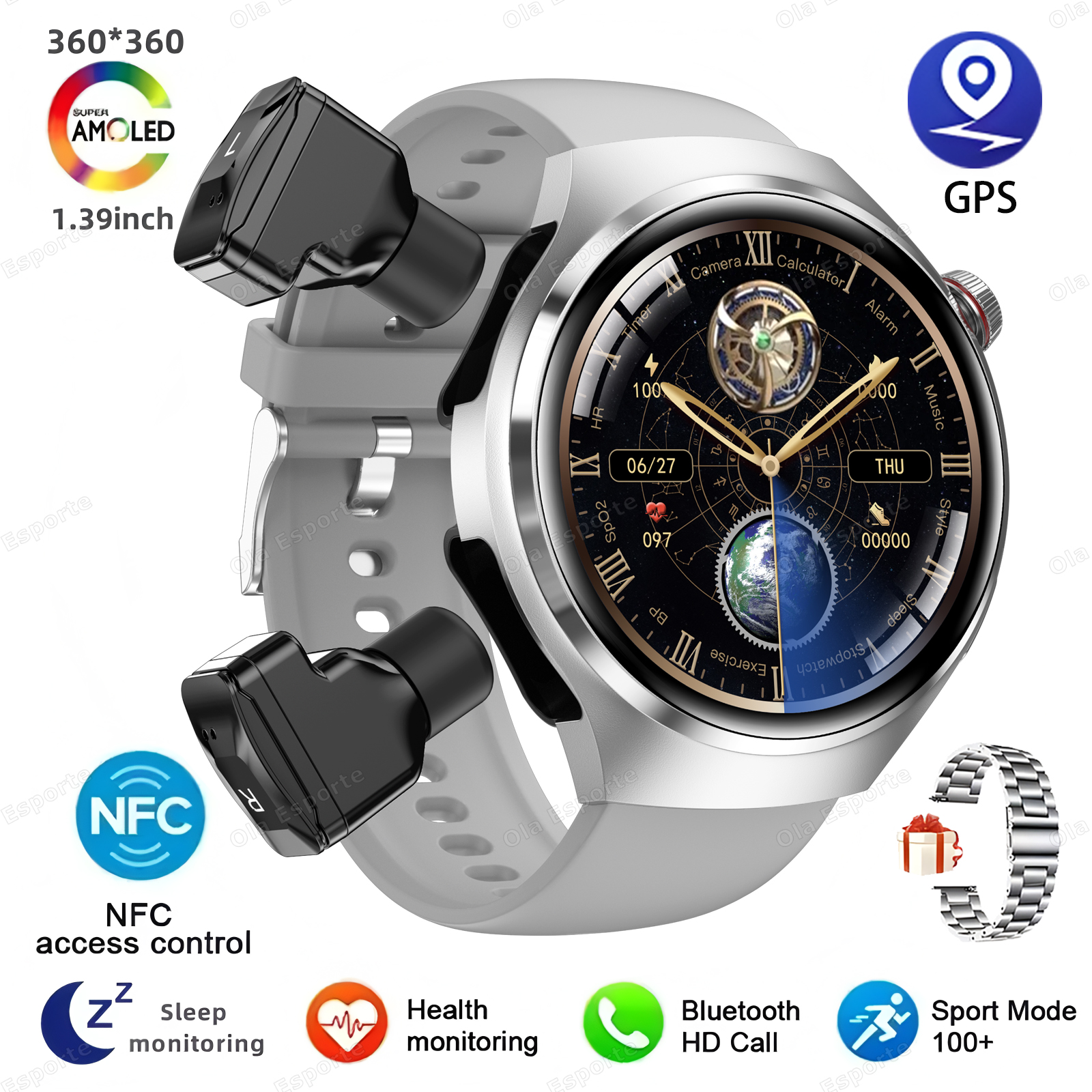 2 In 1 Smartwatch With Headphones TWS Earphone NFC GPS Tracker BT Calls IP68 Waterproof Sports Fitness Smart Watch Men 2025 New