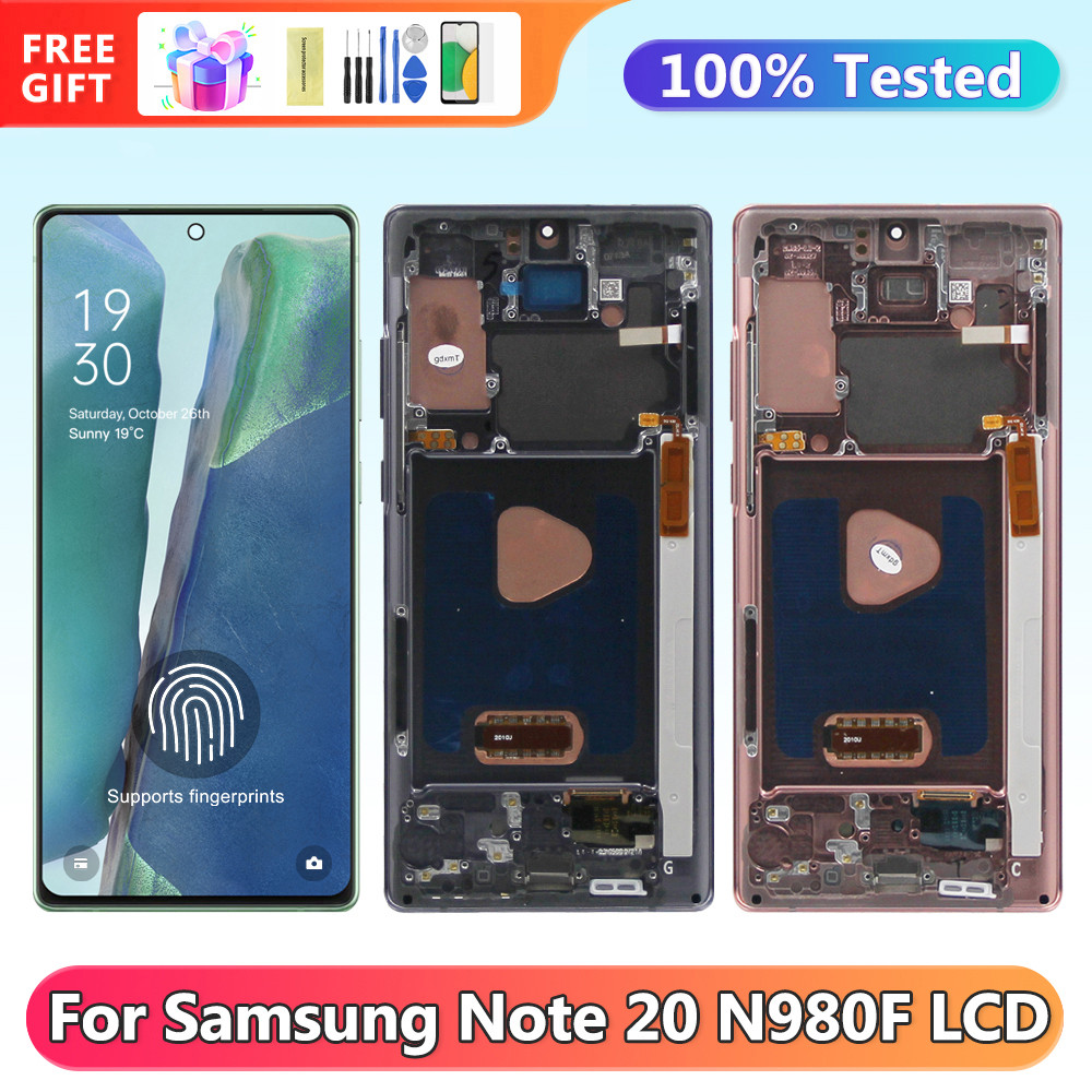 Original Note20 Screen for Samsung Galaxy Note 20 N980F N981B Lcd Display Touch Screen Part with Fingerprint Holes Support S Pen