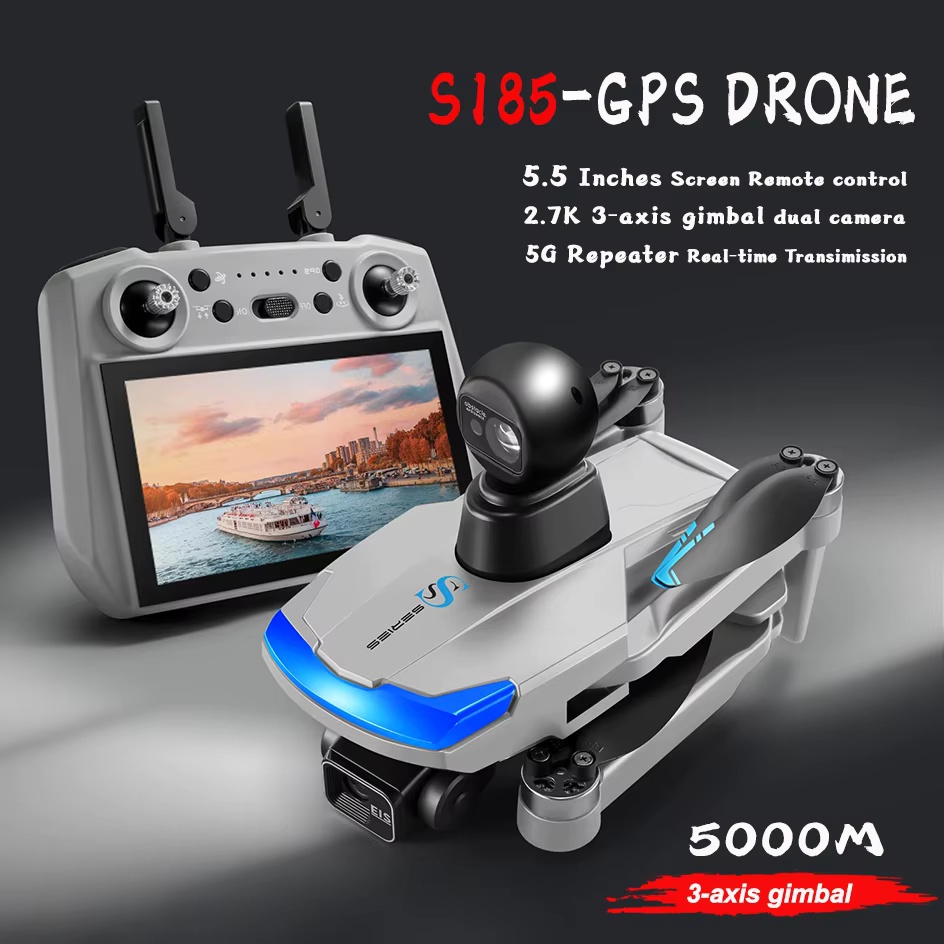 Sales Stock S185 GPS Drone 4K Professional Dual Camera 5G Digital Image Transmission 3-Axis Gimbal 360 OAS 50% Discount