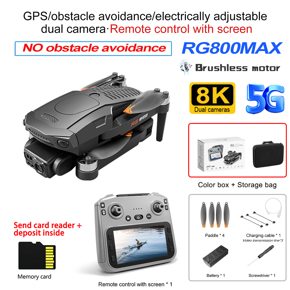 New RG800 Max GPS Drone 8K Professional HD Dual Camera 5KM Photography 5G Brushless FPV Foldable Large Screen RC Quadcopter Toys