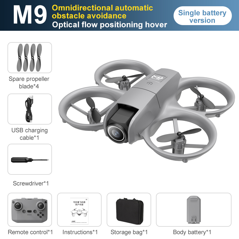 M9 Drone Mini 4K HD Dual Camera Aerial Photography Headless mode Optical Flow Positioning Stunt Roll Beginner Quadcopter Drone