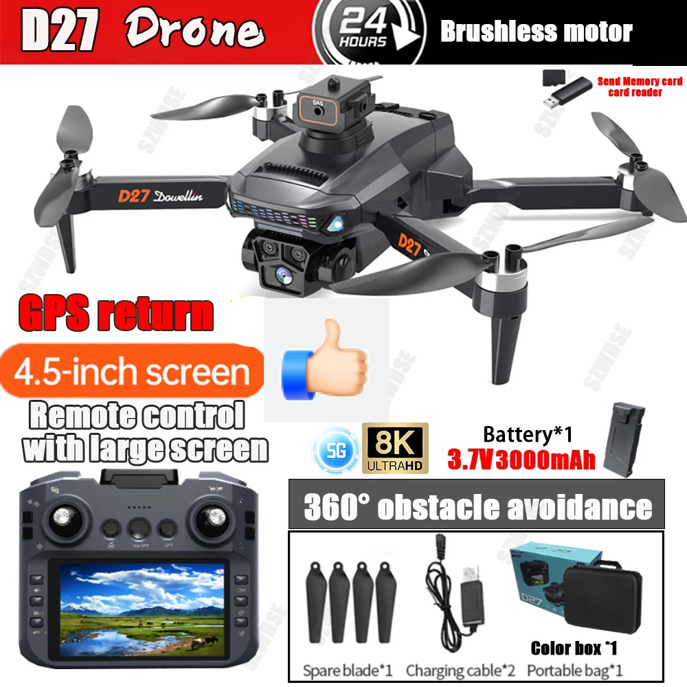 RC GPS Camera Drone 8K HD Camera 5G WIFI windproof FPV 360° Obstacle Avoidance Brushless 4.5inch Screen Remote control