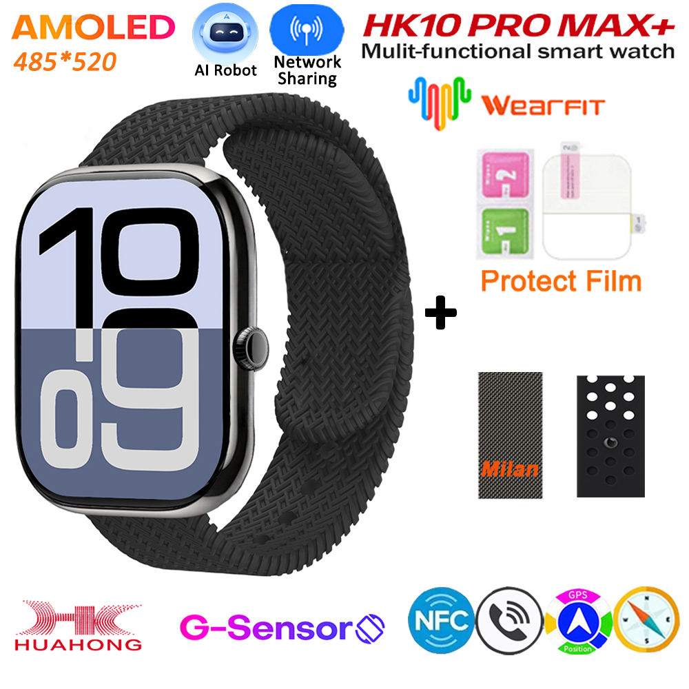 2025 HK10 Pro Max Plus GEN2 SmartWatch Original Series 10 AI ROBOT AMOLED NFC Compass GPS 4GB Local Album Music Network Watch