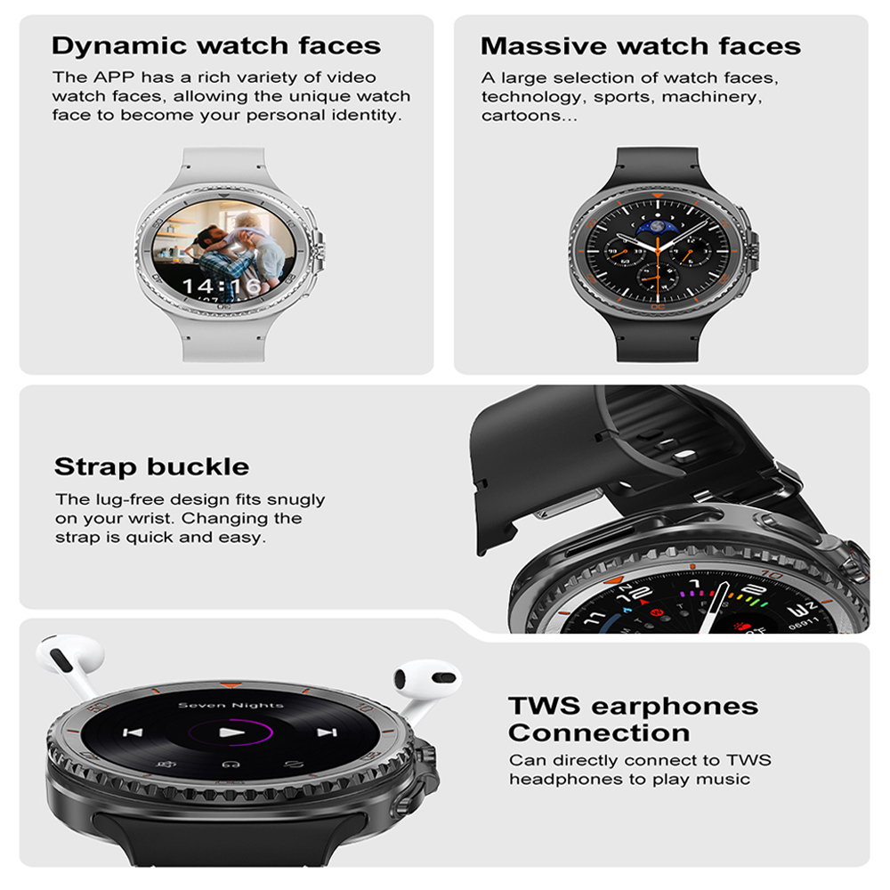 2025 New DT Watch 8 Ultra Smart Watch Men Memory Video GPS NFC 47mm AMOLED Fitness Sports Tracker Health Smartwatches Women