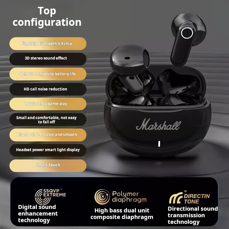 Marshall M21 Bluetooth Headset HiFI Stereo Game Earphone Wireless Sport Earbuds Bluetooth Headphones With Microphone
