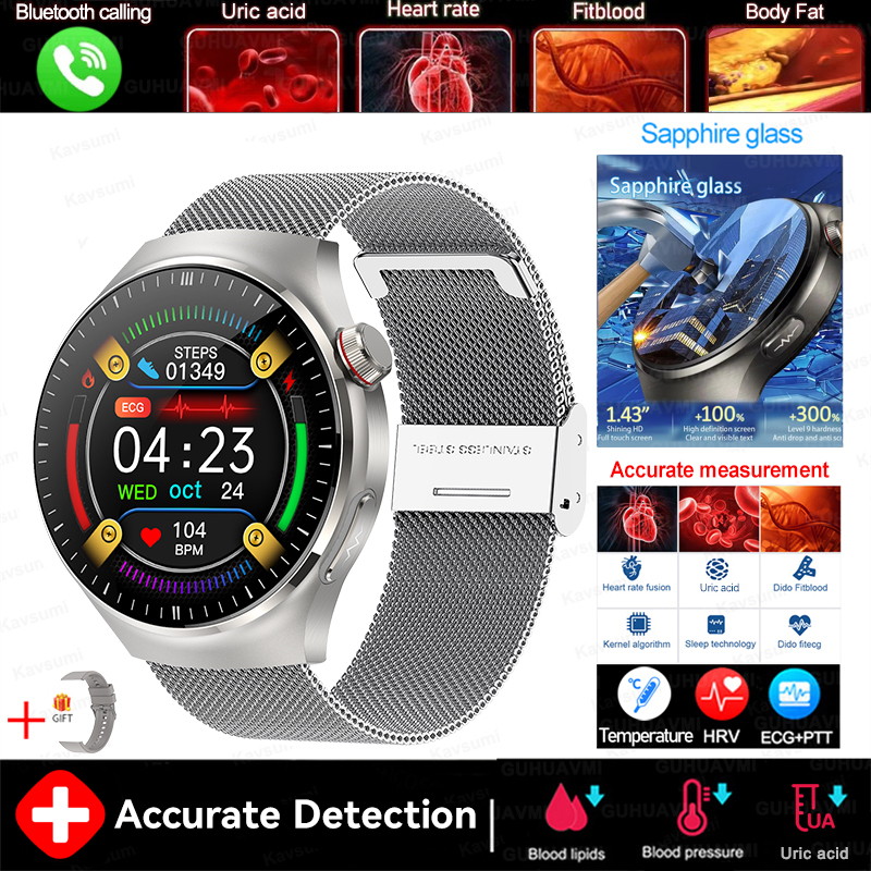 2025 New For XIAOMI Accurate Blood Lipid Uric Acid Smart Watch Men Women ECG+PPG Blood pressure Bluetooth call Health Smartwatch