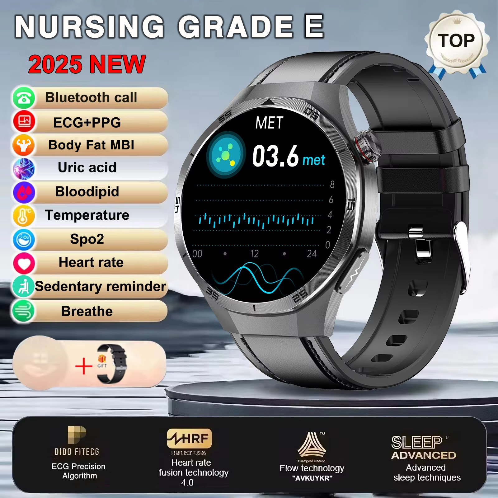 2025 New For HUAWEI ECG+PPG Three High Smart Watch Lipids Uric acid Blood pressure Smartwatch Men NFC Sport HD Call Health Clock