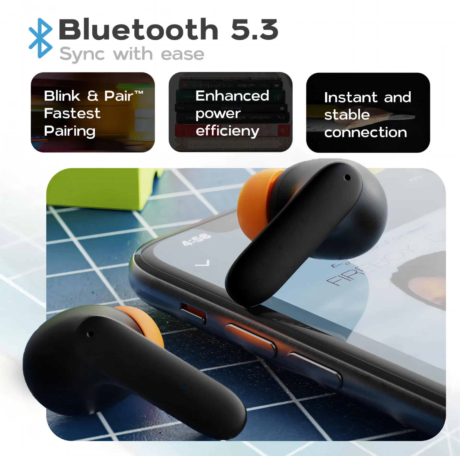 5.4 Bluetooth TWS Wireless Bluetooth Earphones Ultra-low Latency Dual Microphone ENC Noise Cancelling in Ear Bluetooth Earphones