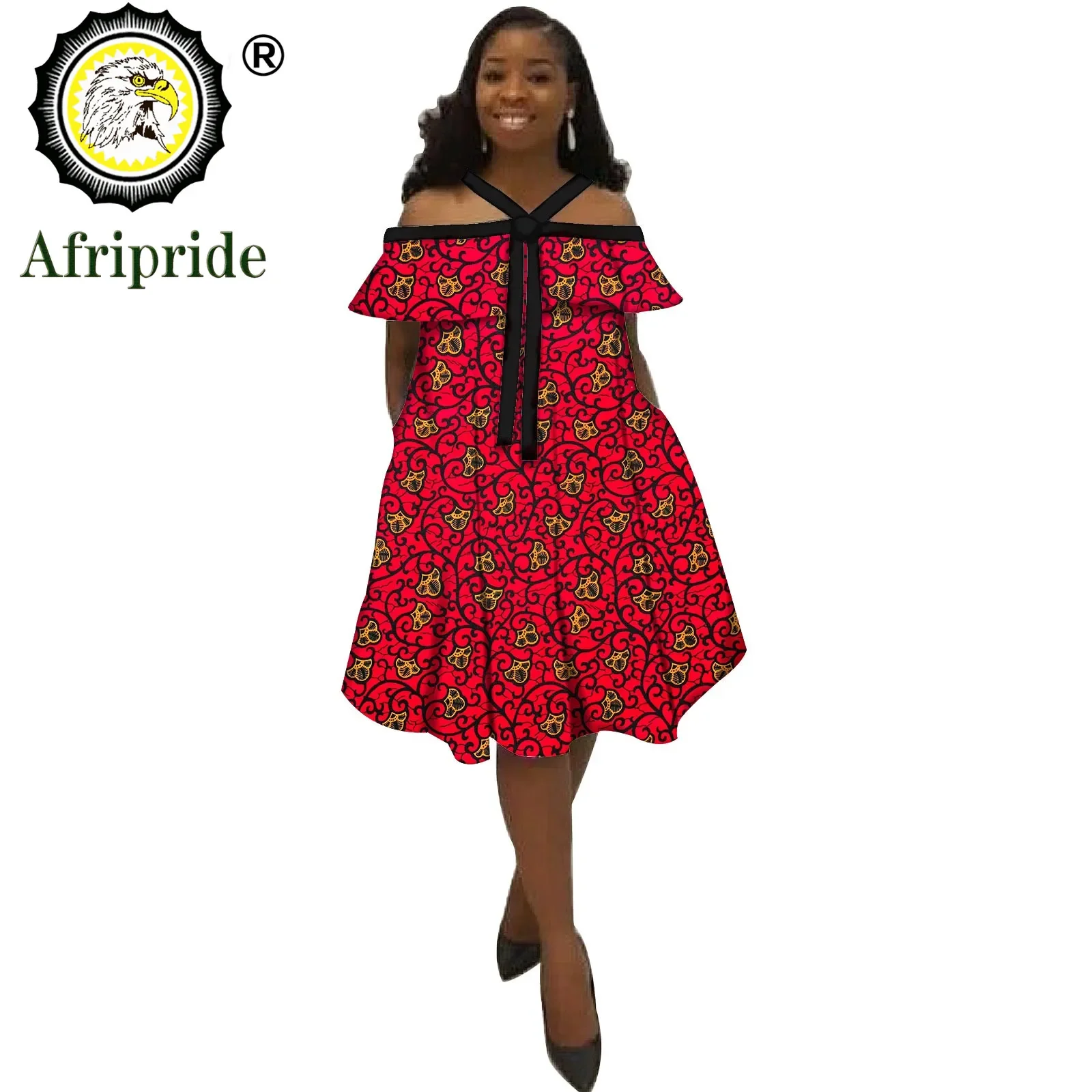 African Dresses for Women's Explosion Models Spring Positioning Printing Ethnic Skirt with Bow Tie AFRIPRIADE S1925027