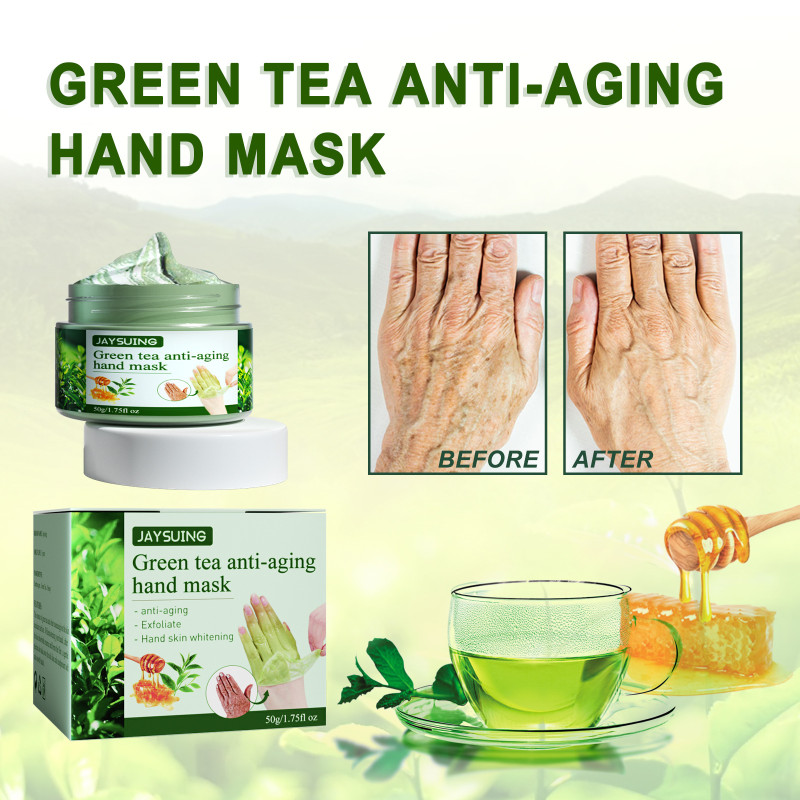 Green Tea Hand Mask Repair Exfoliating Calluses Anti Crack Fade Pigment Remove Dead Skin Wrinkle Removal Moisturizing Hand Wax