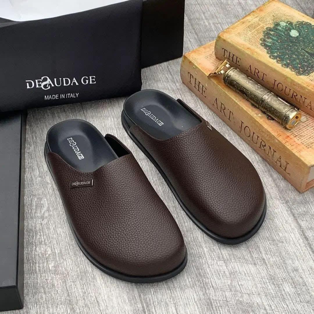 Desaudege Men's Premium Leather Slides - Black