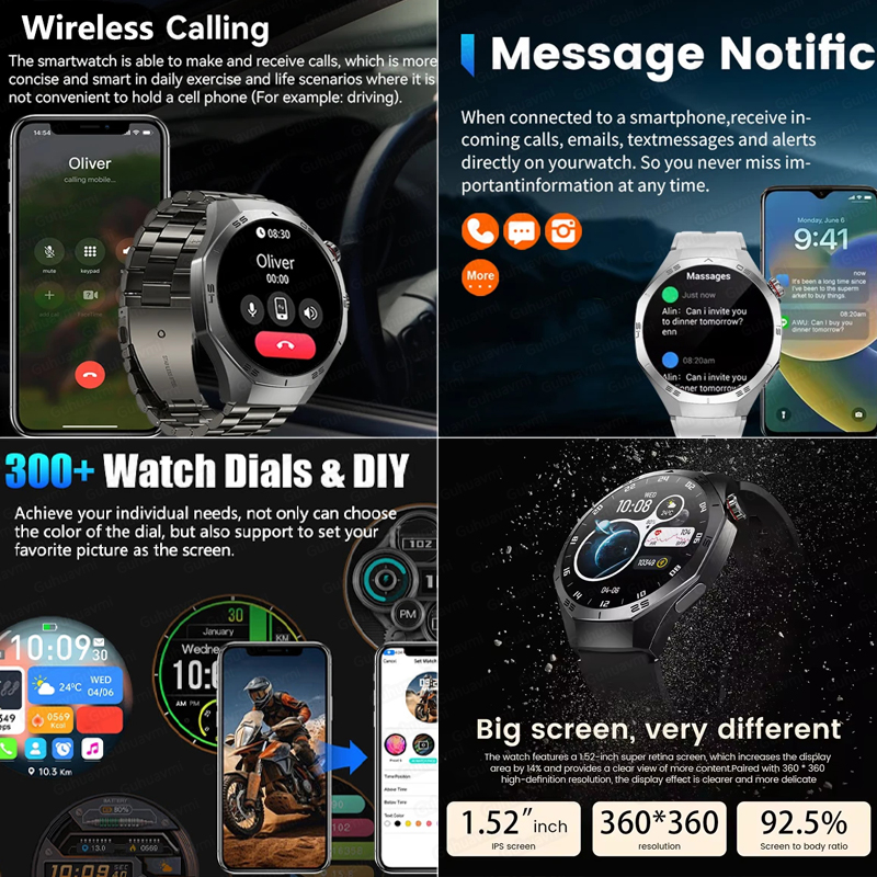 2025 Guhuavm Watch GT5Pro Smart Watch Men HD AMOLED Screen GPS Tracker Bluetooth Call Health Waterproof Smartwatches Heart Rate