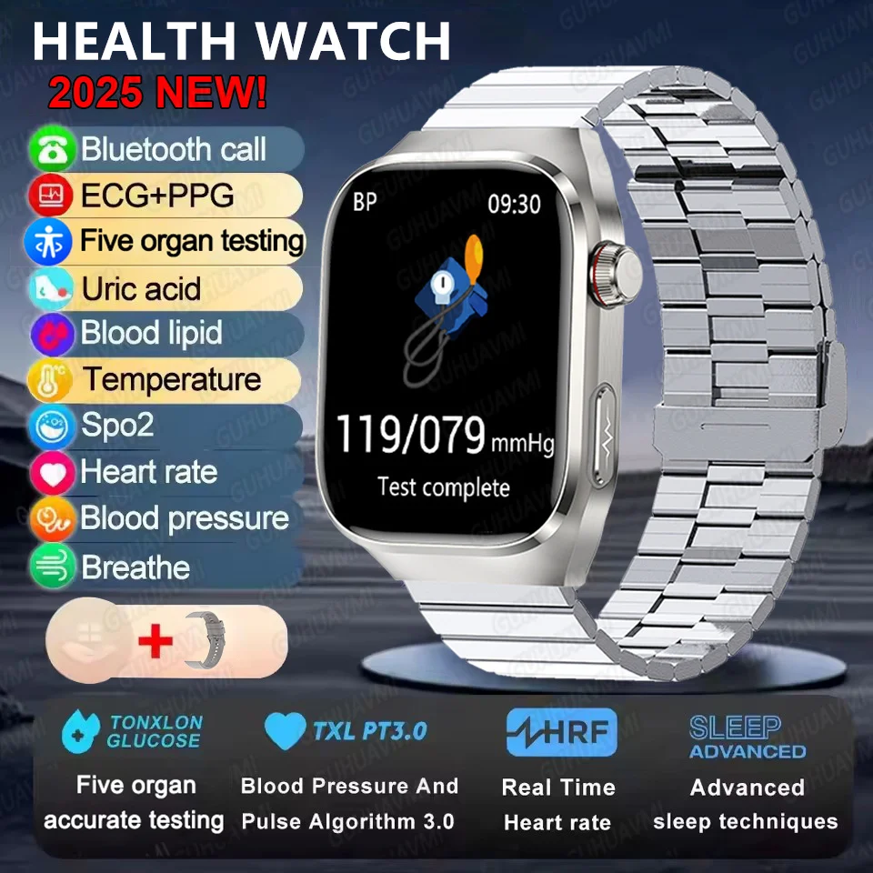 2025 New Smart Watch 2.04-inch AMOLED Screen Bluetooth Call IP68 Waterproof 650mA Sports Smartwatches Men Android Military-Grade
