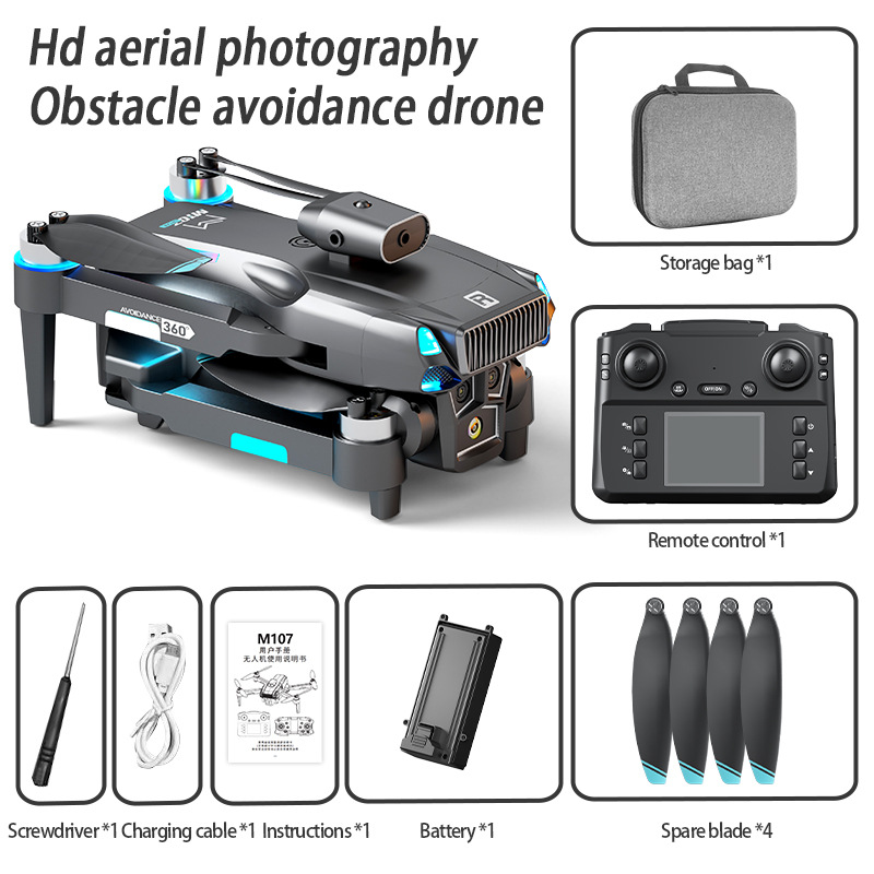 Upgraded M107 Drone Quadcopter: Dual HD Cam, Live Feed, Brushless Motors, Smart Avoidance & Optical Flow RC Toy